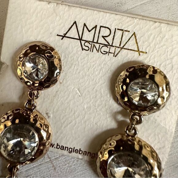 Amrita Singh gold tone and rhinestone post statement earrings - Picture 6 of 11